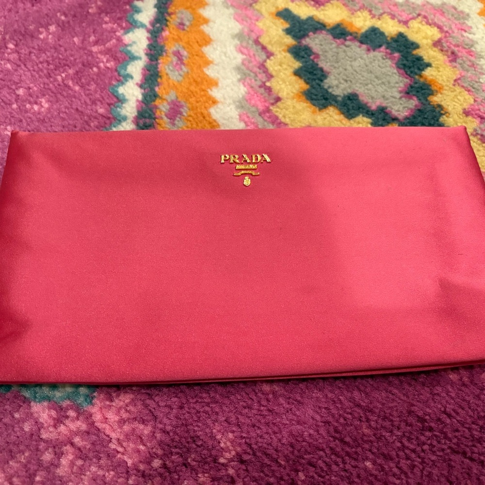 Prada Fuchsia Clutch with Gold Accents